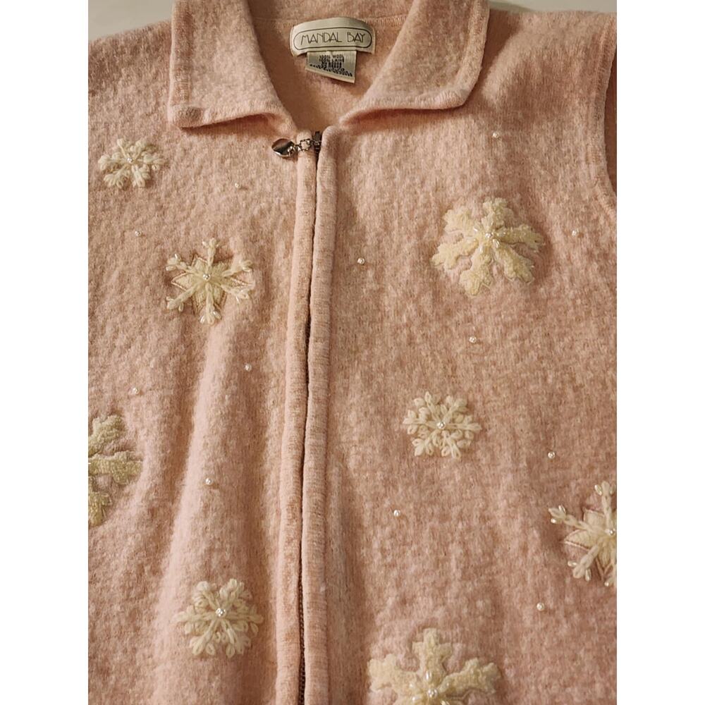 Vintage Mandal Bay 100% Wool Snowflake Sweater, Large, Pink - Picture 2 of 7